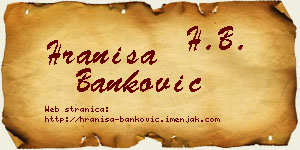 Hraniša Banković vizit kartica